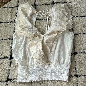 Jennifer and Grace White Ruffle Top